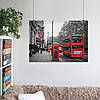 Плакат "Англія, Лондон, червоний автобус біля телефонної будки, London, England", 43×60см, фото 6