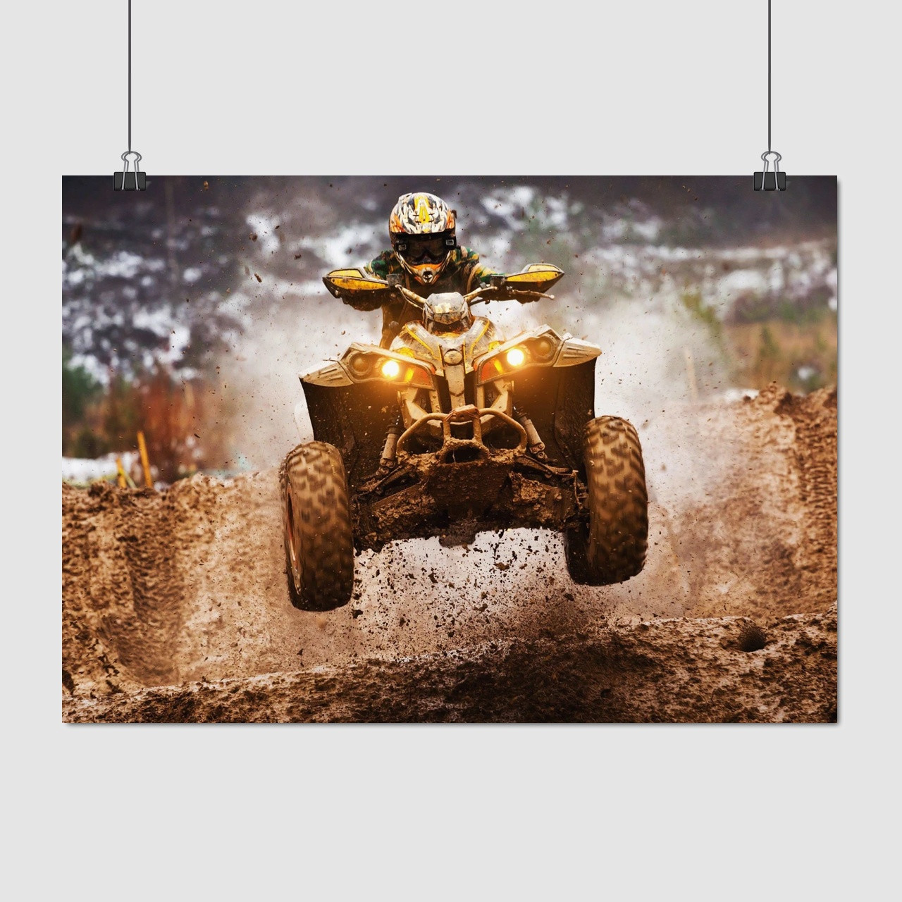 Плакат "Квадроцикл у стрибку, мотокрос", 43×60см