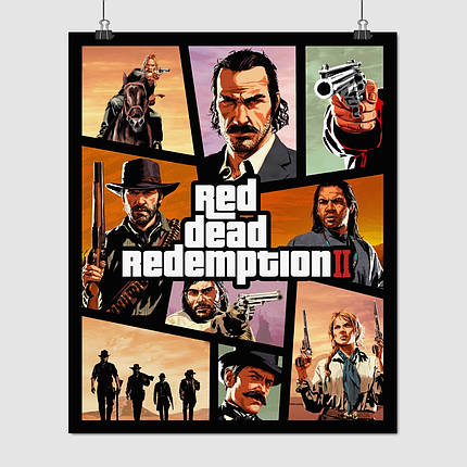 Плакат "Red Dead Redemption 2, RDR 2", 60×49см, фото 1