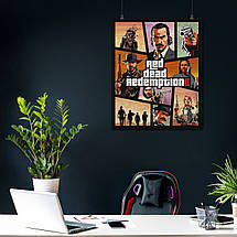 Плакат "Red Dead Redemption 2, RDR 2", 60×49см, фото 3