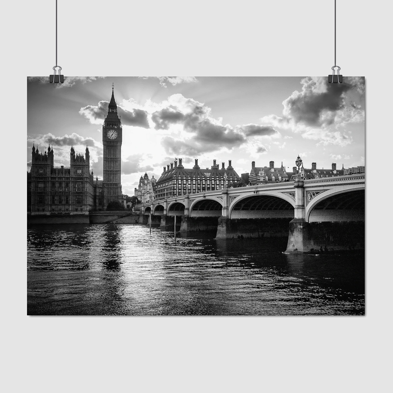 Плакат "Англія, Біг-Бен та Вестмінстерський міст над Темзою, London, England", 43×60см