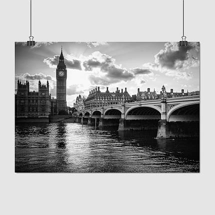 Плакат "Англія, Біг-Бен та Вестмінстерський міст над Темзою, London, England", 43×60см, фото 1