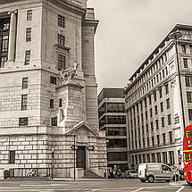 Плакат "Англія, Лондон, червоний автобус на сірий вулиці, London, England", 40×60см, фото 2