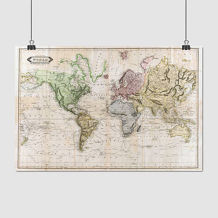 Плакат "Мапа світу (1831), World Map, Daniel Lizars", 40×60см, фото 1