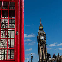 Плакат "Англія, Лондон, телефонна будка на фоні Біг-Бена, London, England", 40×60см, фото 2