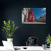 Плакат "Англія, Лондон, телефонна будка на фоні Біг-Бена, London, England", 40×60см, фото 3