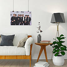 Плакат "БТС, біля стіни з логотипами, Bangtan Boys, BTS", 40×60см, фото 5