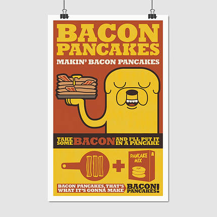 Плакат "Час пригод, bacon pancakes, Adventure Time", 60×39см, фото 1