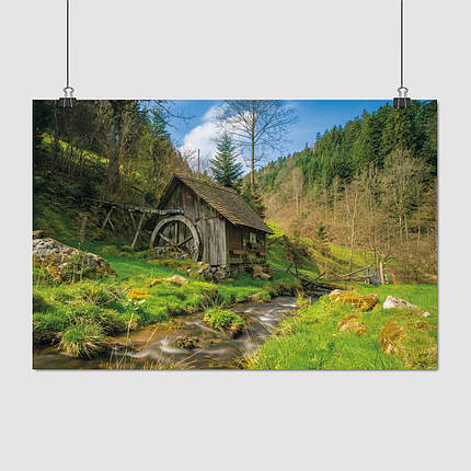 Плакат "Німеччина, млин біля річки у лісі", 40×60см, фото 1