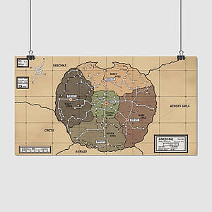 Плакат "Сталевий алхімік, карта Аместріс, Fullmetal Alchemist", 32×60см