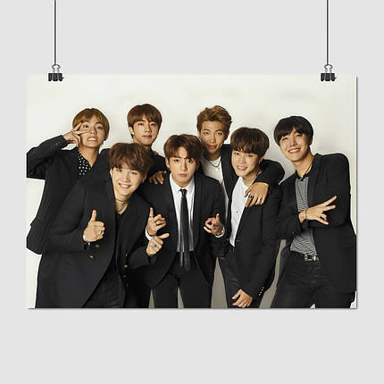 Плакат "БТС у чорних костюмах, Bangtan Boys, BTS", 43×60см, фото 1