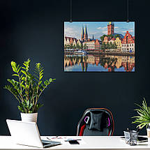 Плакат "Німеччина, Любек, річка та відображення будинків", 43×60см, фото 3