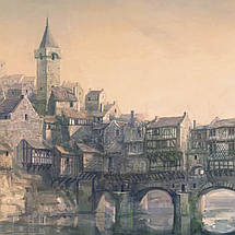 Плакат "Відьмак. Міська пристань та човни, Witcher", 32×60см, фото 3