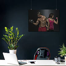 Плакат "Хлопець і дівчина з гантелями", 43×60см, фото 3