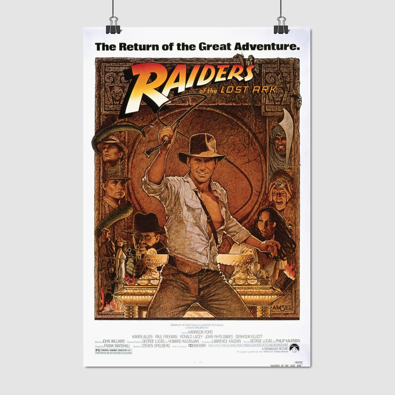 Плакат "Індіана Джонс: У пошуках втраченого ковчега, Indiana Jones (1981)", 60×42см
