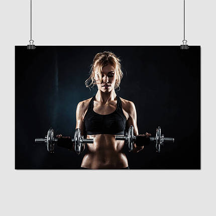 Плакат "Дівчина тримає дві гантелі", 40×60см, фото 1