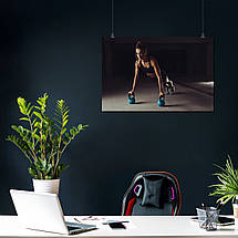 Плакат "Дівчина віджимається на гирях", 40×60см, фото 3