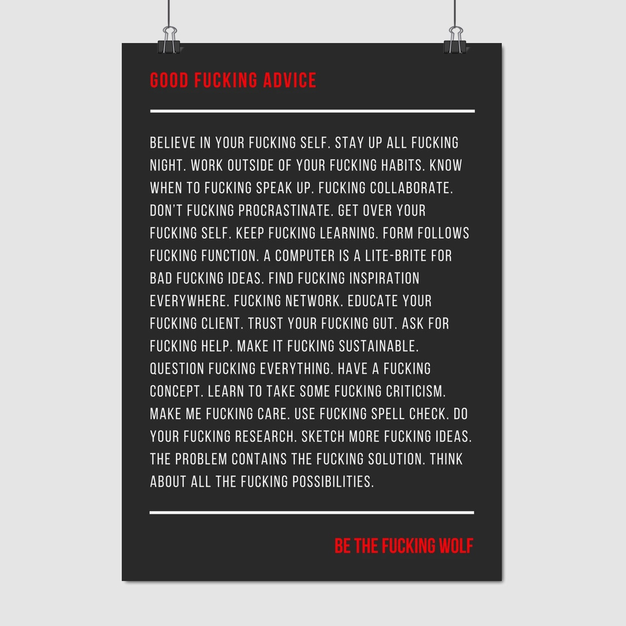 Плакат "Офігєнська $@#$ порада, Good f..king advice", 60×43см