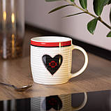 Чашка керамічна 400 (мл) для чаю та кави з серцем Lugi RX-N240147WB, фото 4