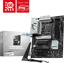 Материнська плата Socket_1700  MSI B760 Gaming Plus WIFI DDR4  (ATX, B760, 4x DDR4, max. 128GB, Wi-Fi 6E,