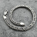 Чоловічий срібний браслет Хвіст Дракона. Срібний браслет чоловічий круглий. Діаметр 5 мм / довжина 19 см, фото 9