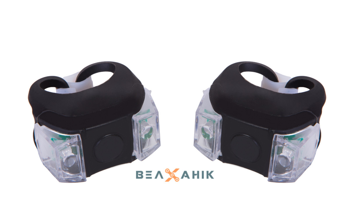 Комплект мигалок BC-RL8002 білий+червоний LED силіконовий чорний корпус 2 шт, фото 1