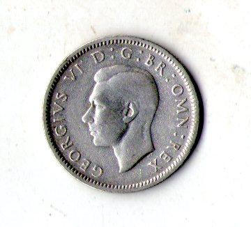Велика Британія Король Георг VI 6 пенсів 1946 рік срібло №3420