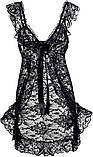 Чорний жіночий пеньюар з бантиком на грудях, фото 4
