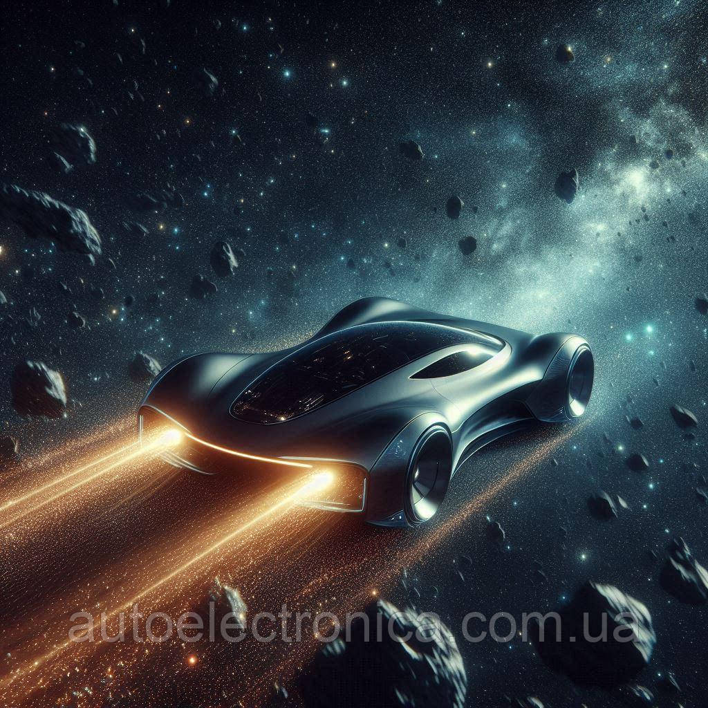 Картина на полотні "A Futuristic Car Drifts Through the Vastness of Space" | FCS 7.4