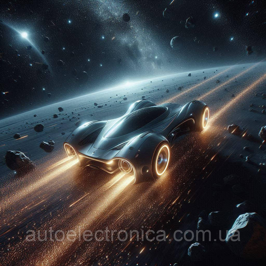 Картина на полотні "A Futuristic Car Drifts Through the Vastness of Space" | FCS 7.5