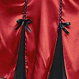 Червоний жіночий пеньюар із тонкого атласу з чорним мереживом, фото 6