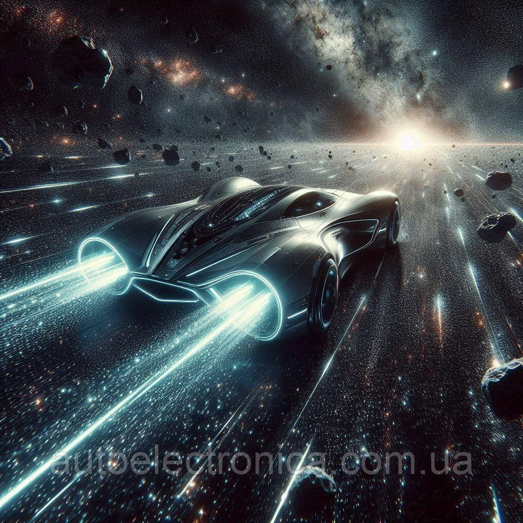 Картина на полотні "A Futuristic Car Drifts Through the Vastness of Space" | FCS 7.8