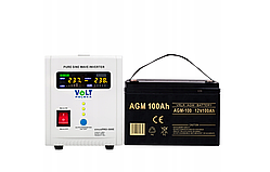 Гібридний ДБЖ/інвертор Volt Polska SINUS PRO 500E + Акумулятор AGM Volt 12V 100Ah