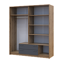 Розпашна Шафа для одягу Doros Ронді з дзеркалом Дуб Артізан/Графіт 4ДСП 160х52х195 (80737826), фото 4