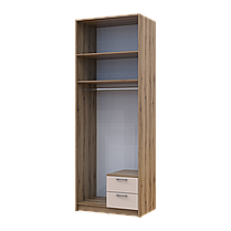 Розпашна Шафа для одягу Doros Ронді з антресолею та дзеркалом Дуб Артізан/Кашемір 2ДСП 82х52х236 (80737811), фото 3