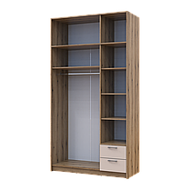 Розпашна Шафа для одягу Doros Ронді з антресолею та дзеркалом Дуб Артізан/Кашемір 3ДСП 121х52х236 (80737821), фото 3