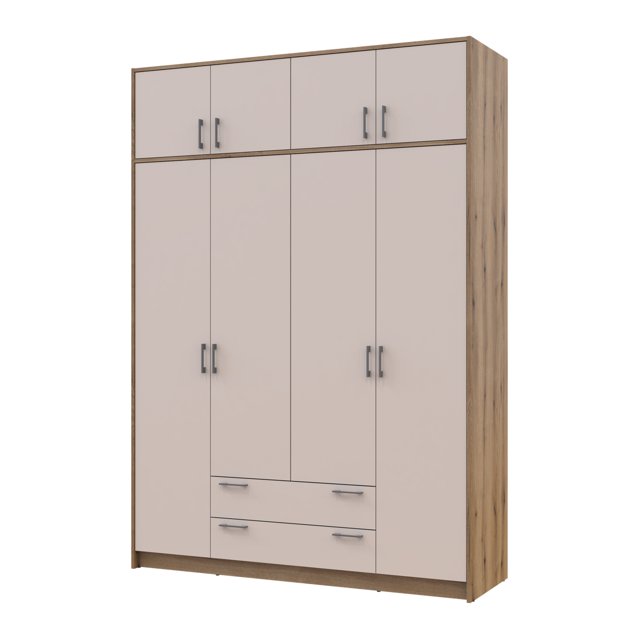 Розпашна Шафа для одягу Doros Ронді с антресолью Дуб Артізан/Кашемір 4ДСП 160х52х236 (80737829)