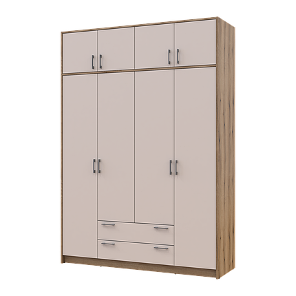 Розпашна Шафа для одягу Doros Ронді с антресолью Дуб Артізан/Кашемір 4ДСП 160х52х236 (80737829), фото 1