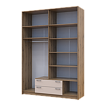 Розпашна Шафа для одягу Doros Ронді с антресолью Дуб Артізан/Кашемір 4ДСП 160х52х236 (80737829), фото 3