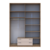 Розпашна Шафа для одягу Doros Ронді с антресолью Дуб Артізан/Кашемір 4ДСП 160х52х236 (80737829), фото 5