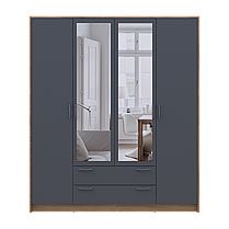 Розпашна Шафа для одягу Doros Ронді з дзеркалом Дуб Артізан/Графіт 4ДСП 160х52х195 (80737826), фото 5