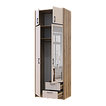 Розпашна Шафа для одягу Doros Ронді з антресолею та дзеркалом Дуб Артізан/Кашемір 2ДСП 82х52х236 (80737811), фото 2
