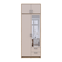 Розпашна Шафа для одягу Doros Ронді з антресолею та дзеркалом Дуб Артізан/Кашемір 2ДСП 82х52х236 (80737811), фото 4