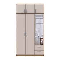 Розпашна Шафа для одягу Doros Ронді з антресолею та дзеркалом Дуб Артізан/Кашемір 3ДСП 121х52х236 (80737821), фото 4