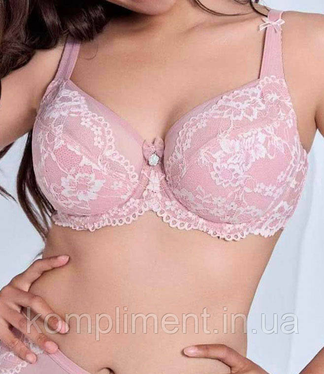 Бюстгальтер мереживний напівпаралон, Lanny mode, 11926 пудра, чашка Д