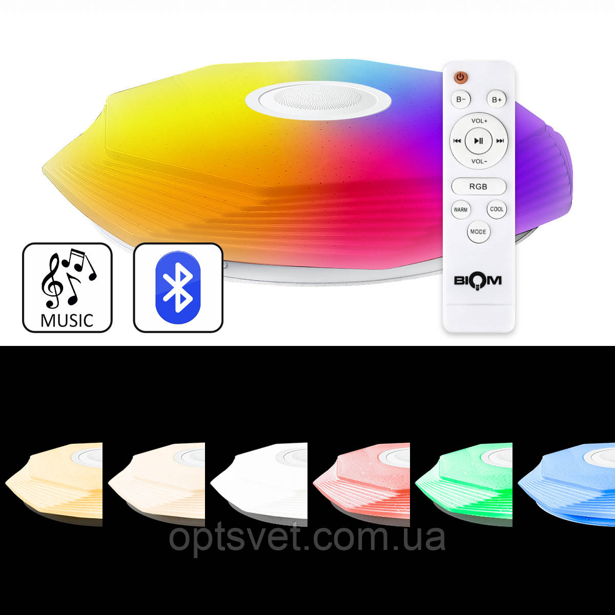 Світильник світлодіодний Biom SMART SML-R46-70-M-RGB 3000-6000 K 70 Вт з д/у музичний BT APP, фото 1