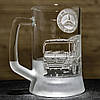 Бокал для пива з гравіюванням фото бетонозмішувача Mercedes Actros - оригінальний подарунок будівельнику, водію, фото 2