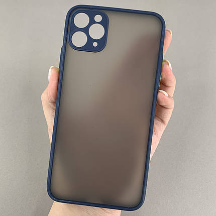 Чохол для Apple iPhone 11 Pro Max матовий із закритою камерою чохол на телефон айфон 11 про макс синій tcb, фото 1