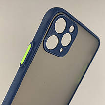 Чохол для Apple iPhone 11 Pro Max матовий із закритою камерою чохол на телефон айфон 11 про макс синій tcb, фото 3
