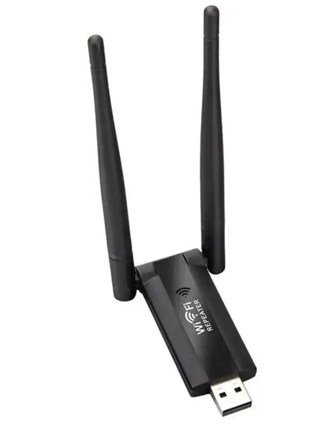 Репітер 9205 / Wi-Fi Підсилювач 300 Мбіт / Бездротовий Wi-Fi репітер з двома антенами / Чорний, фото 1